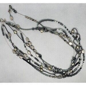 Silpada Sterling Silver Multistrand Hematite Seed Bead Dewdrops Necklace N2097